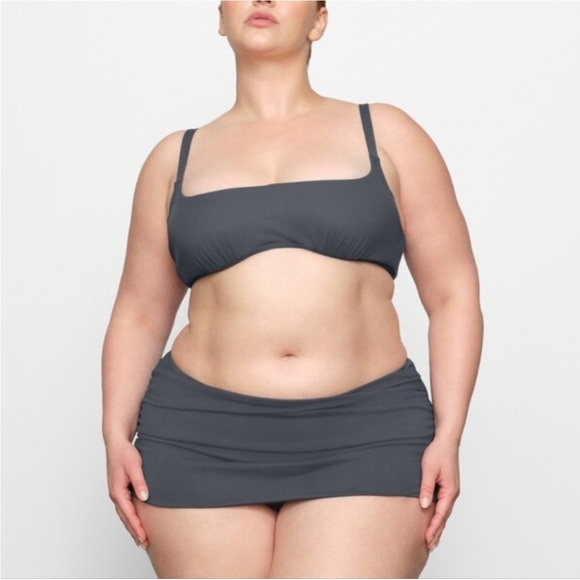 NWT Skims Sculpting Swim Fold Over Ruched Bikini Bottom Gunmetal 3X - Picture 2 of 5